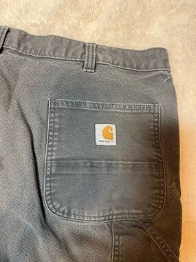 Carhartt Gray Carpenter Work Pants with Pocket Patch